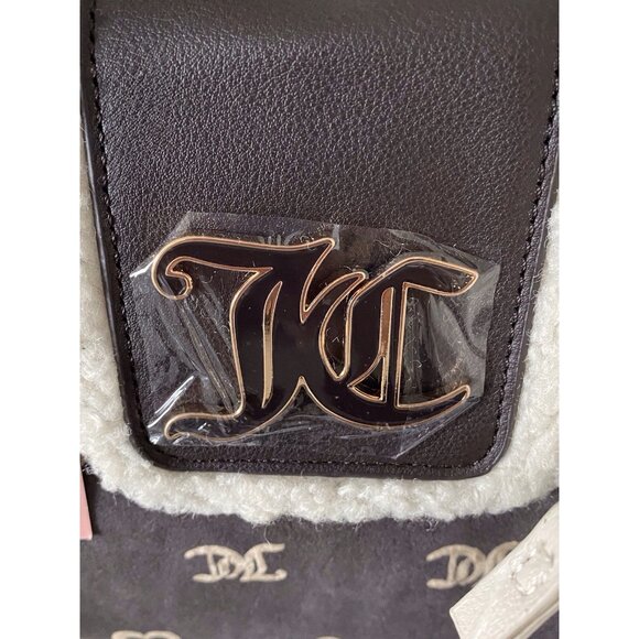 Juicy Couture Chocolate Pecan Sherpa Crossbody Snuggle Satchel Bag W/Charm NEW - Picture 5 of 15